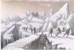 Etapas en el ascenso del Mont Blanc, de British Adventure publicado por Collins, 1947 de George Baxter
