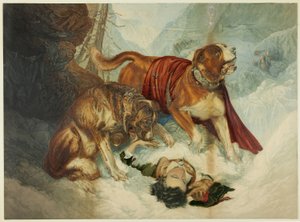 Los perros de San Bernardo de George Baxter