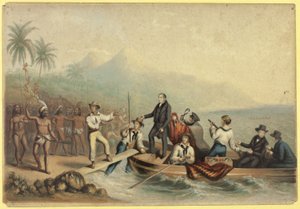 La Recepción del Rev. J. Williams, en Tanna en los Mares del Sur, el Día Antes de ser Asesinado de George Baxter