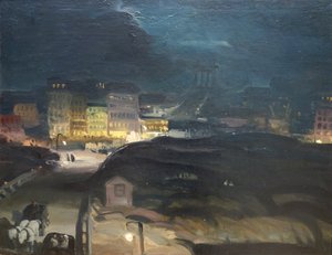 Aproximación al puente de noche de George Bellows