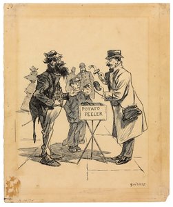 Vendedor ambulante, c.1895 (tinta sobre papel) de George Benjamin Luks