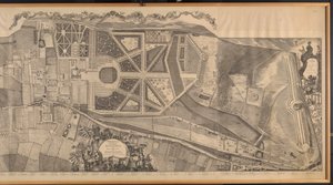Levantamiento topográfico de la parroquia de Kensington con planos y elevaciones del Palacio Real y sus jardines, Hyde Park y Knightsbridge de George Bickham