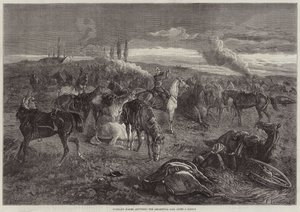 Caballos sin jinete respondiendo a la Llamada del Regimiento después de una Batalla de George Bouverie Goddard