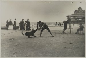 Niño y perro, Muelle de Hierro, Coney Island, Brooklyn, c.1885 de George Bradford Brainerd