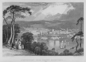 Devonport desde Mount Edgecumbe (grabado)