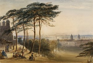 Greenwich desde la colina del Observatorio, c.1850 (acuarela) de George Bryant Campion