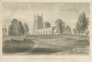 Iglesia de Ellastone: dibujo a sepia, 1841 de George Buckler
