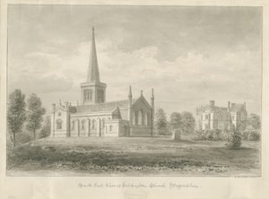 Iglesia de Hilderstone: dibujo en sepia, 1841 de George Buckler