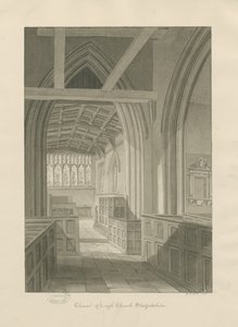 Interior de la Iglesia de Leigh: dibujo en sepia de George Buckler