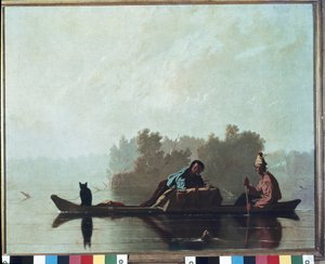Los mercaderes de pieles descendiendo el curso del río Misuri de George Caleb Bingham