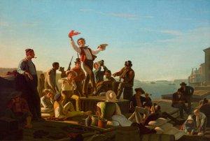 Jolly Flatboatmen en Puerto de George Caleb Bingham