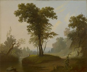 Paisaje con pescador de George Caleb Bingham
