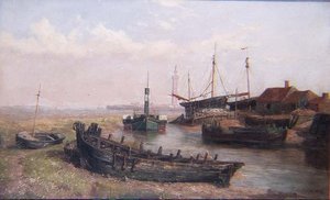 La desembocadura del río Freshney, cerca de Grimsby, Lincolnshire de George Cammidge