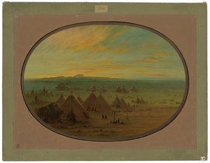 Un pueblo Crow en el río Salmon de George Catlin
