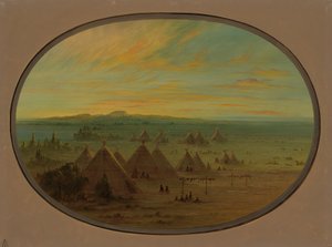 Una aldea Crow en el río Salmon de George Catlin