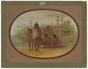 Un jefe de los Flathead con su familia de George Catlin