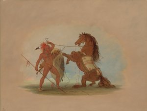 Un guerrero Pawnee sacrificando su caballo favorito de George Catlin