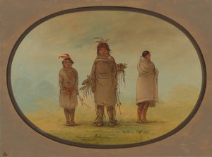Un guerrero de piedra, su esposa y un niño, 1855-1869 de George Catlin