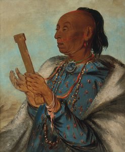 Ah-tón-we-tuck, Pavo de Cola, Repitiendo su Oración, 1830 de George Catlin