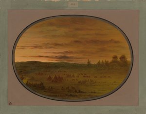 Un campamento indio al atardecer, 1861-69 de George Catlin