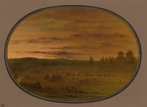 Un campamento indio al atardecer, 1861-1869 de George Catlin