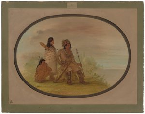 Un viejo indio Nayas, su nieta y un niño de George Catlin