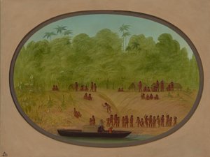 Un pueblo Omagua - Boceto de barco, 1854-1869 de George Catlin