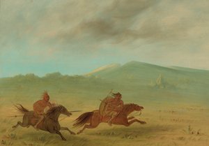 Un indio osage persiguiendo a un camanche de George Catlin