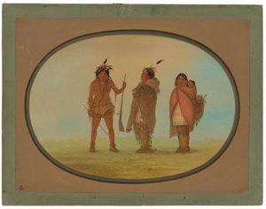 Jefe Arapaho, su esposa y un guerrero de George Catlin