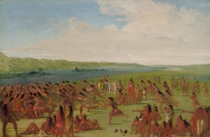 Juego de pelota de las mujeres, Prairie du Chien de George Catlin