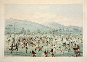 Juego de Pelota, de la Cartera de Indios Norteamericanos de Catlin. Escenas de Caza y Diversiones de las Montañas Rocosas y Praderas de América, pub. 1845
