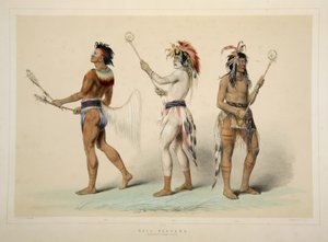 Jugadores de Pelota, de la Cartera de Indios Norteamericanos de Catlin. Escenas de Caza y Diversiones de las Montañas Rocosas y Praderas de América, pub. 1845 de George Catlin
