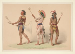 jugadores de pelota, pl. 21 de la cartera de indios norteamericanos de George Catlin