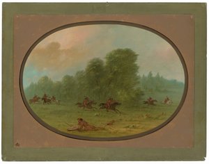 Batalla entre los apaches Jiccarilla y los comanches de George Catlin