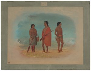 Jefe Botocudo, su esposa y un joven de George Catlin