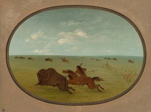 Caza de búfalos, indios sioux, Alto Missouri de George Catlin