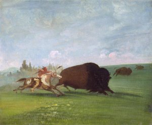 Caza de Búfalo, una Muerte Solitaria, 1832-1833 de George Catlin