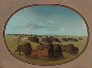 Caza de búfalos, con accidentes, 1861-1869 de George Catlin