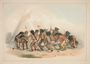 Danza del búfalo, pl. 8 de la cartera de indios norteamericanos de George Catlin