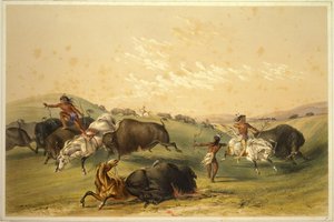 Caza del búfalo: Un Grupo Numeroso de George Catlin