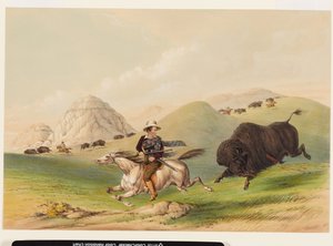 Caza de bisontes, haciéndolos retroceder de George Catlin