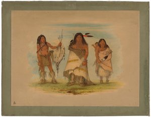 Jefe comanche, su esposa y un guerrero, 1861 de George Catlin