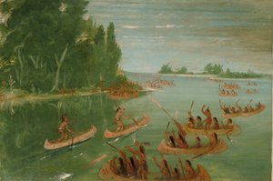 Carrera de canoas cerca de Sault Ste. Marie de George Catlin