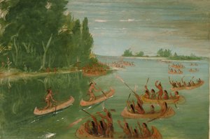 Carrera de canoas cerca de Sault Ste. Marie, 1836-1837 de George Catlin