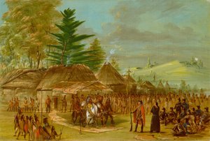 Jefe de los indios Taensa recibiendo a La Salle. 20 de marzo de 1682 de George Catlin