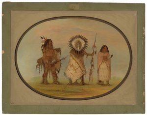 Jefe Crow, Su Esposa y un Guerrero de George Catlin