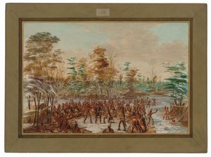 De Tonty demandando la paz en la aldea iroquesa. 2 de enero de 1680