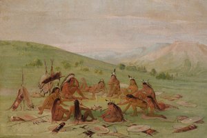 Partido de Guerra a Pie en Consejo, Mandan, 1835-1837 de George Catlin