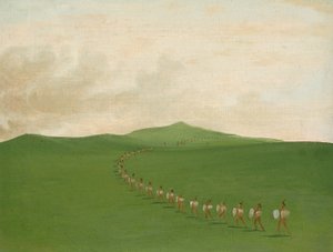 Partido de Guerra a Pie en Marcha, Alto Missouri de George Catlin
