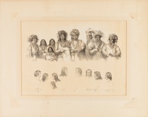 Indios: 9 torsos masculinos y femeninos; 9 cabezas, perfiles--no. 28 de George Catlin